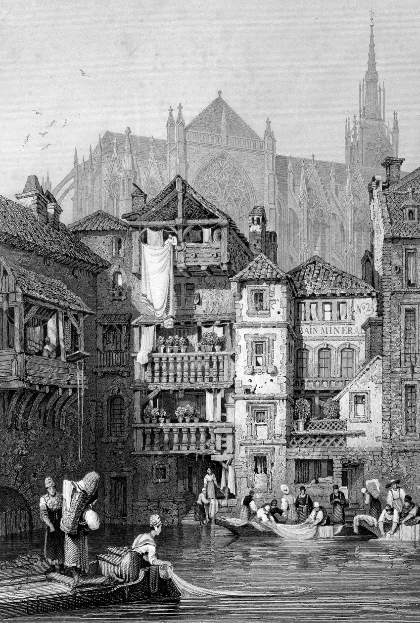 Udsigt i Metz, Nordfrankrig, 1800-tallet af Thomas Barber