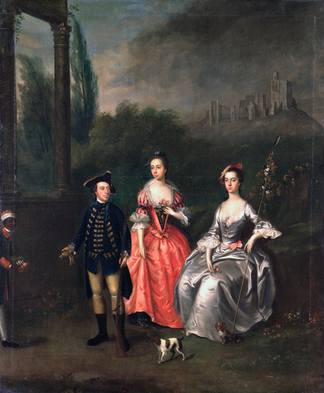 Portræt af kaptajn Fenwick, hans hustru Isabella Orde og hans søster Ann, ca. 1746 af Thomas Bardwell