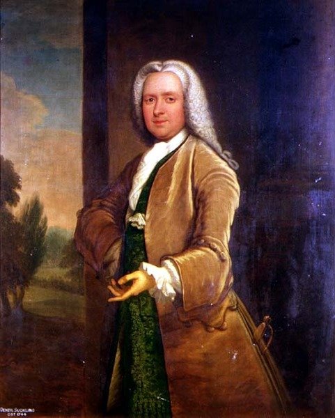 Portræt af Denzil Suckling (d.1744) (olie) af Thomas Bardwell