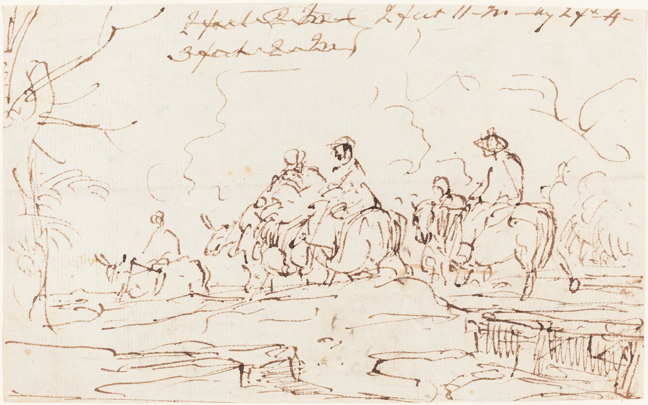 Figurer i et landskab [recto] af Thomas Barker