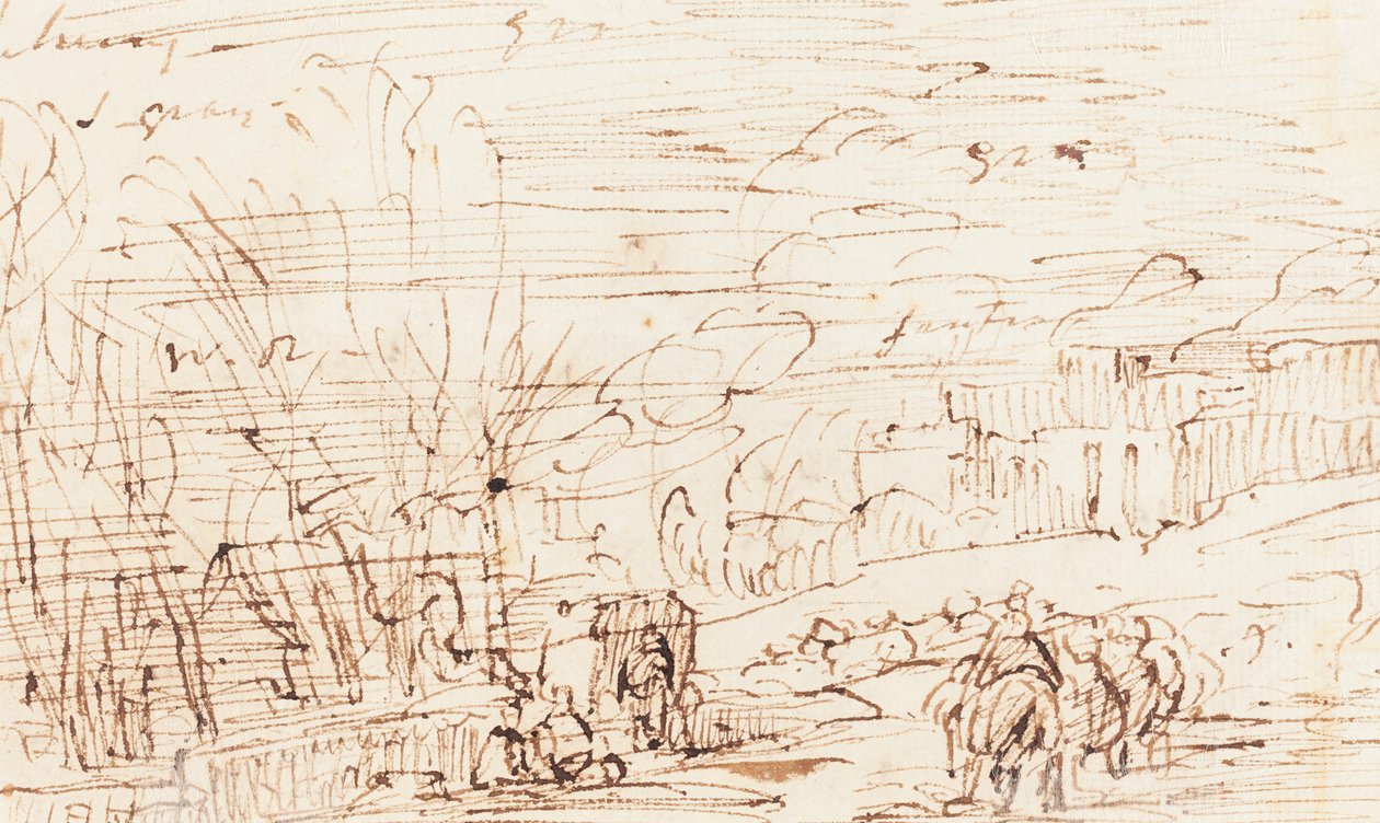 Figurer i et landskab [verso] af Thomas Barker