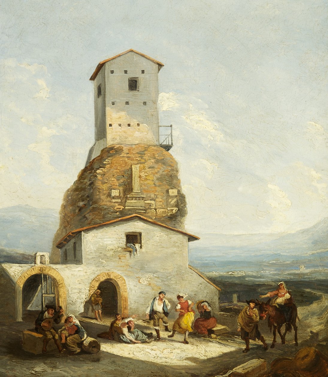 Se i Italien (olie på panel) af Thomas Barker
