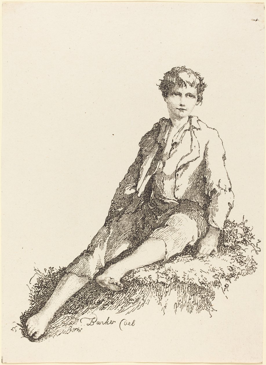 Ung dreng siddende, 1803. af Thomas Barker