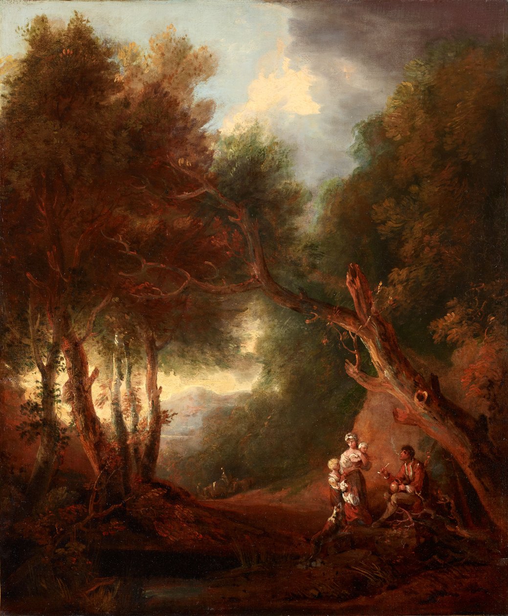 Metsäinen maisema, syysilta (öljy kankaalle) af Thomas Barker of Bath
