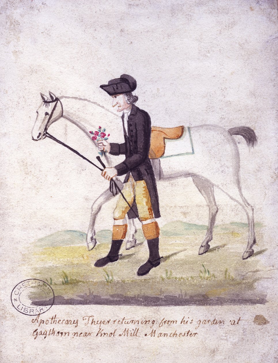 Apotheker Thyer (pen og blæk og wc på papir) af Thomas Barritt