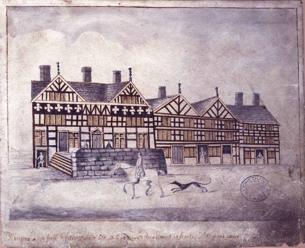 Hanging Ditch, Manchester, 1819 (pen og blæk og vask på papir) af Thomas Barritt