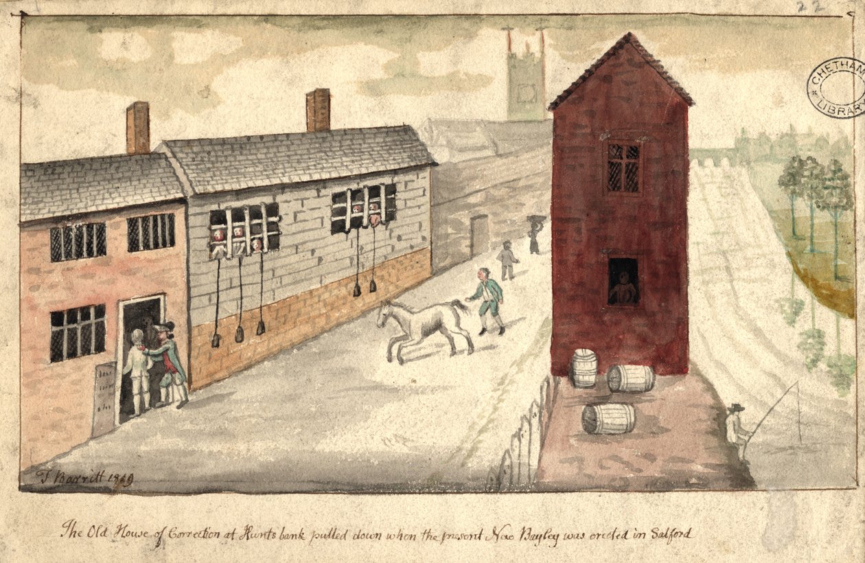 House of Correction, Manchester, 1819 (pen og blæk og wc på papir) af Thomas Barritt