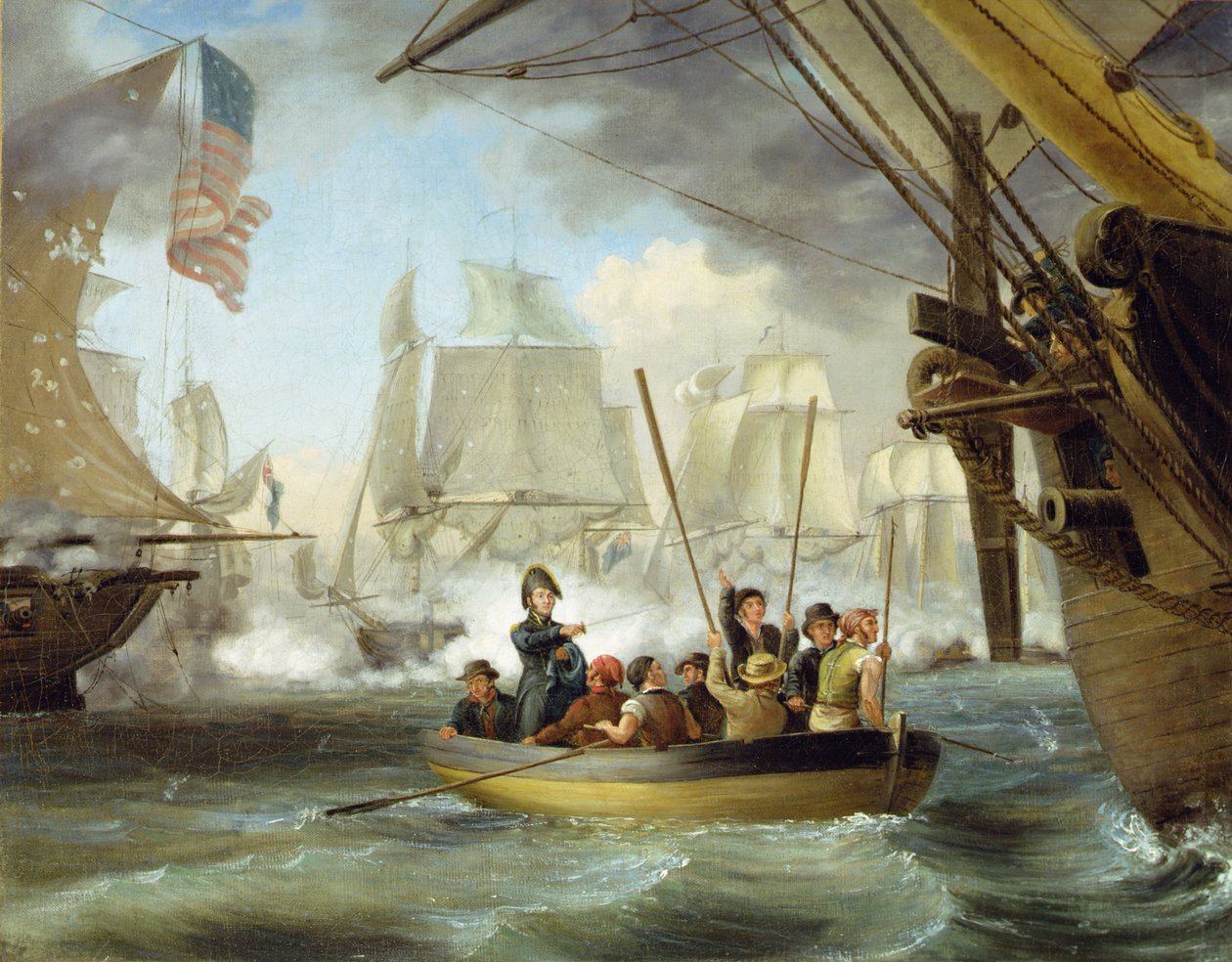 Commodore Perry i slaget ved Lake Erie (olie på lærred) af Thomas Birch
