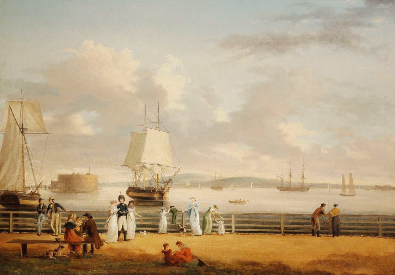 The Battery and Harbour, New York, ca. 1811-1812 af Thomas Birch