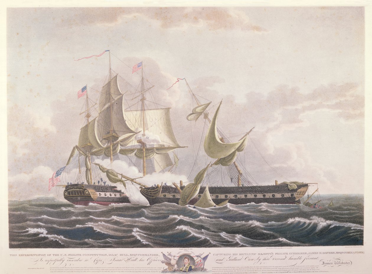 Kampen mellem USS Constitution og HMS Guerriere af Thomas Birch