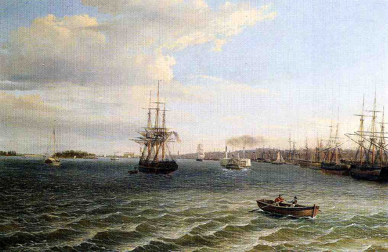 Udsigt over Philadelphia (olie på lærred) af Thomas Birch