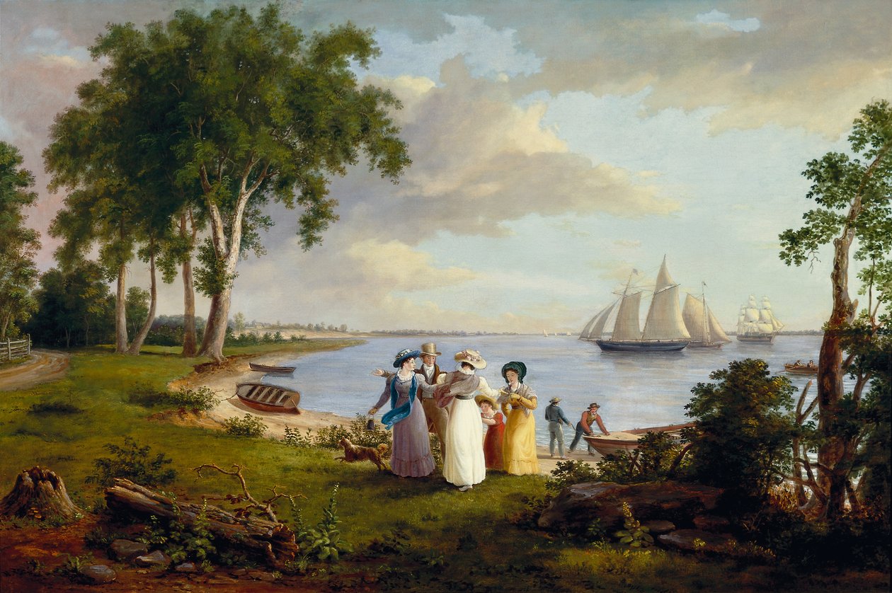 Udsigt over Delaware nær Philadelphia af Thomas Birch
