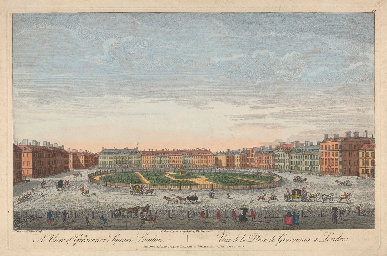 Udsigt over Grosvenor Square, London af Thomas Bowles