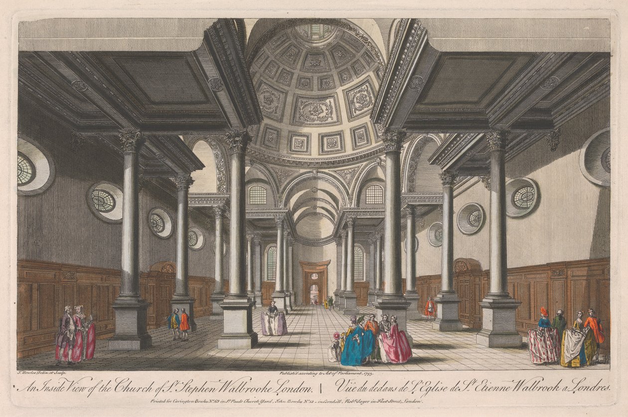 Et indvendigt billede af Church of St. Stephen, Walbrooke, London af Thomas Bowles