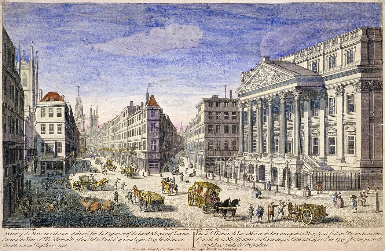 Mansion House eksteriør, London, 1751 af Thomas Bowles