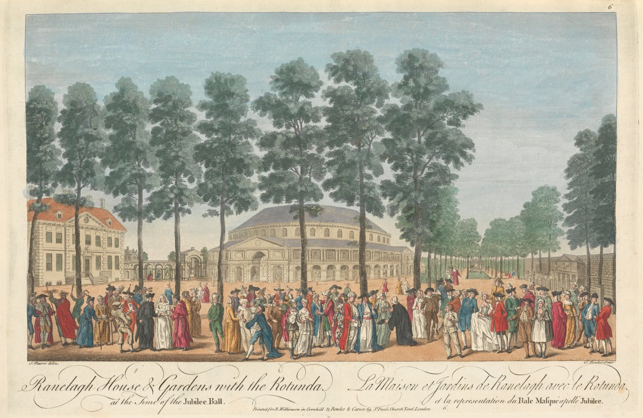 Ranelagh House & Gardens med Rotunden på tidspunktet for jubilæumsballet af Thomas Bowles