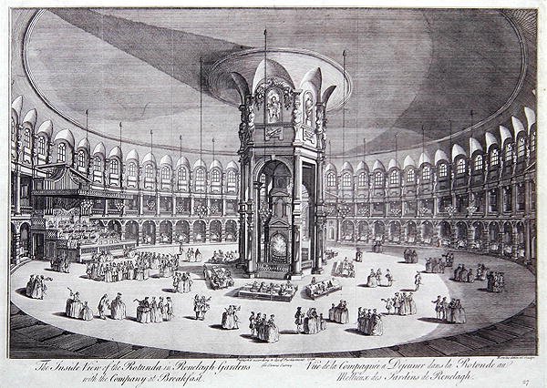 Det indvendige billede af Rotunda i Ranelagh Gardens med selskabet til morgenmad, fra John Stows 
