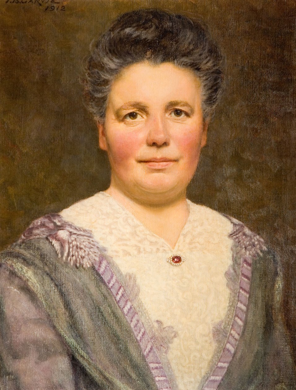 Portræt af Geraldine Cadbury Nee Southall, 1912. af Thomas Bowman Garvie