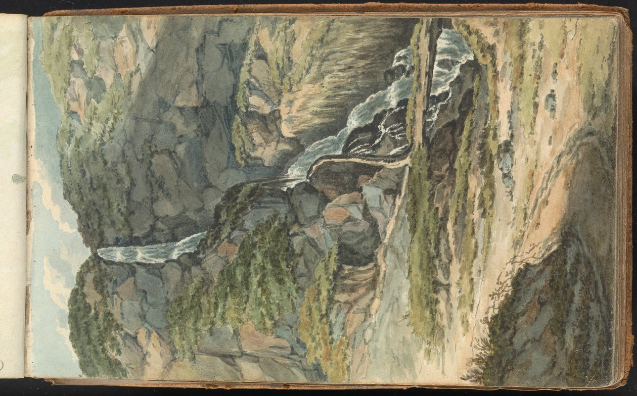 Album af Landskabs- og Figurstudier. Et vandfald af Thomas Bradshaw