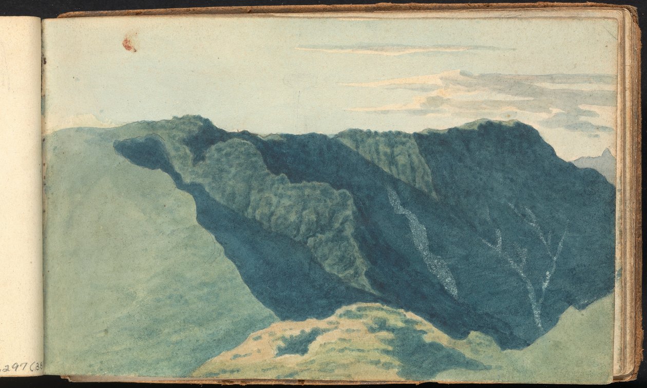 Album med landskabs- og figurstudier: Mountainous Landscape Scene af Thomas Bradshaw