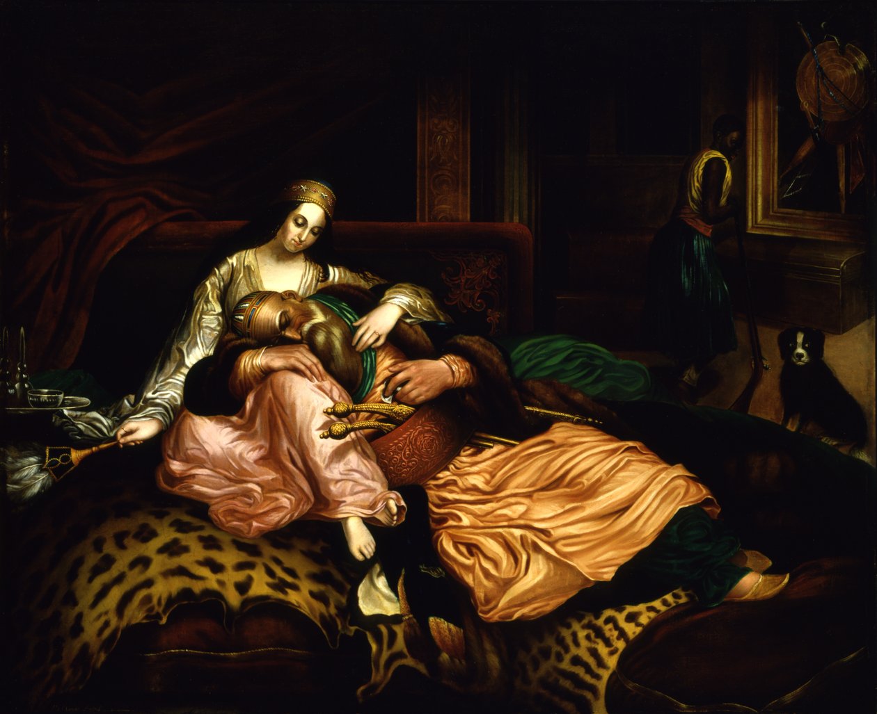 Interiørscene med sultan og konkubine. af Thomas Buchanan Read
