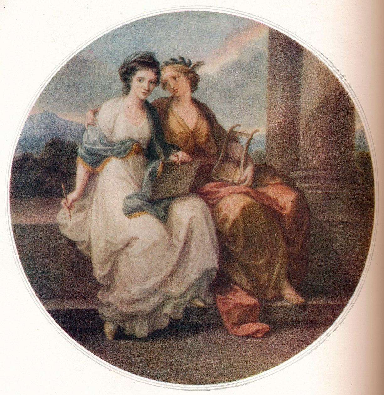 Angelica Kauffmann i designens karakter lytter til Inspiration of Poetry, 1782, 1921 af Thomas Burke