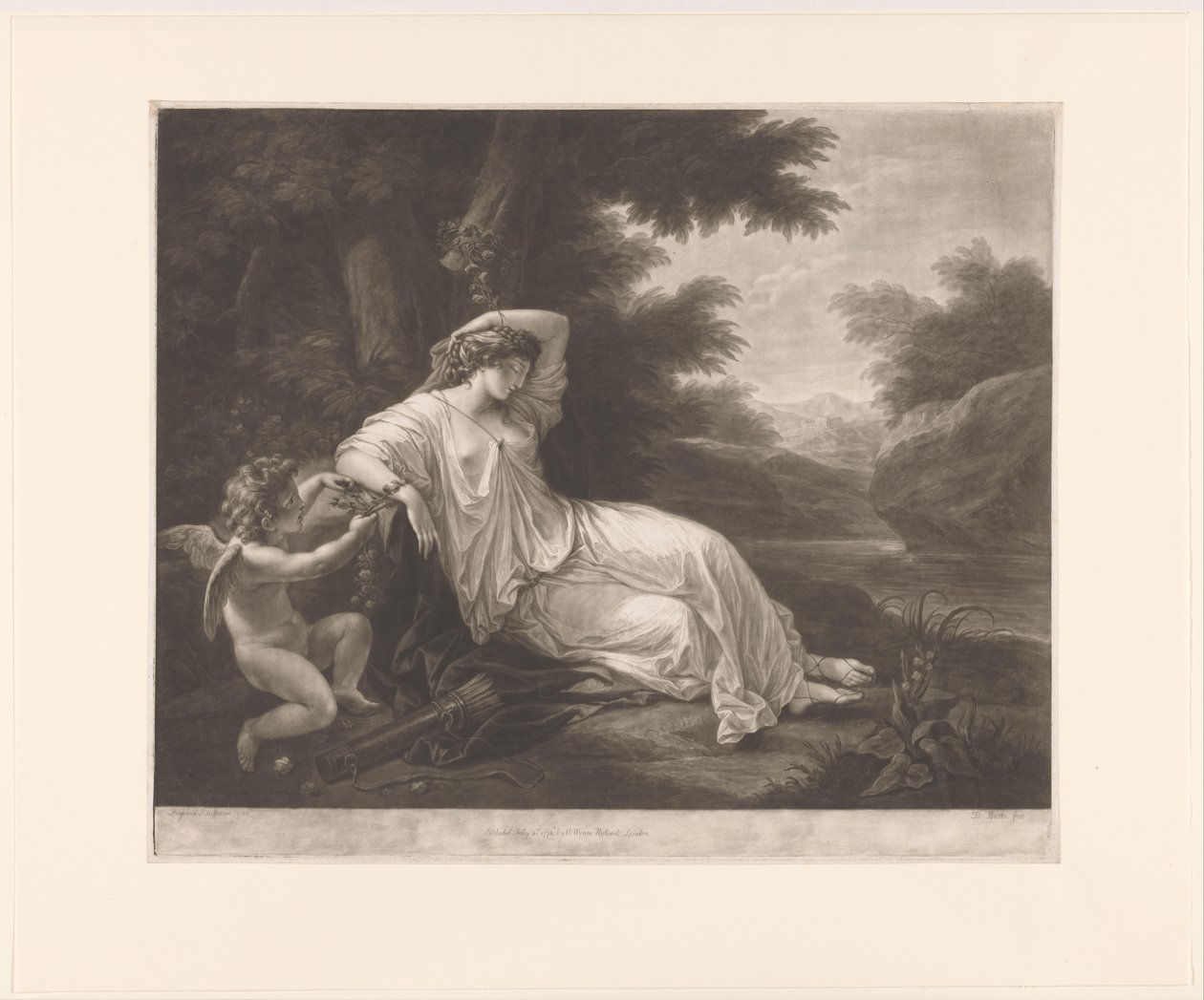 Amor binder den sovende Aglaia til et træ af Thomas Burke