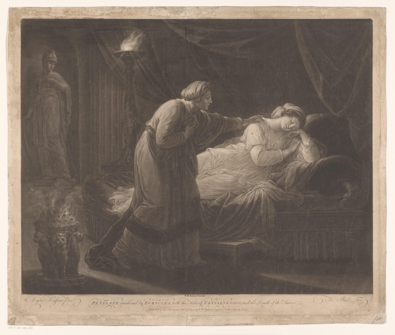 Penelope bliver gewekt af Euryclea Penelope vækket af Euryclea med nyheden om Ulysses