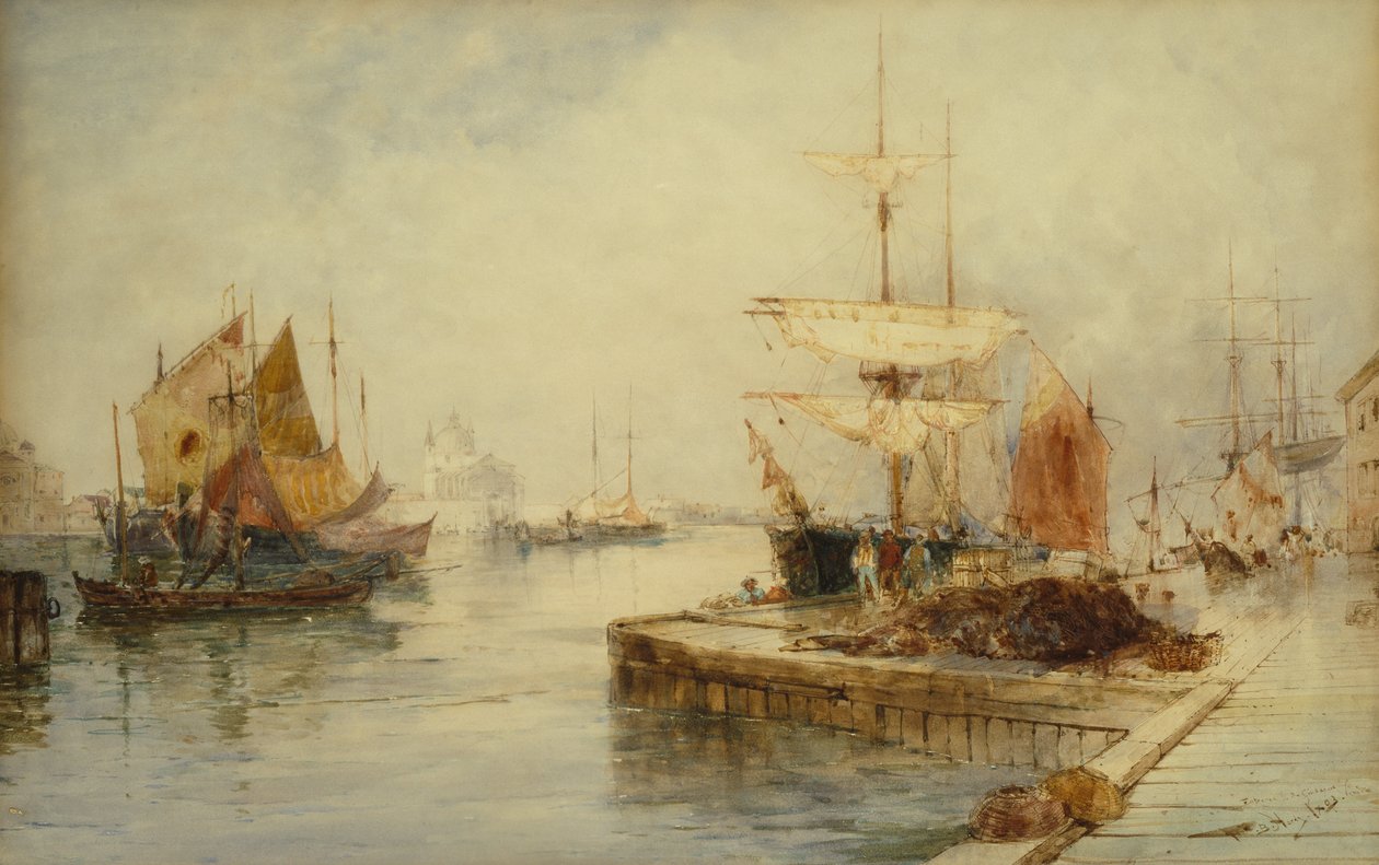 Indgang til Giudecca Venedig, ca. 1870 (blyant og akvarel) af Thomas Bush Hardy