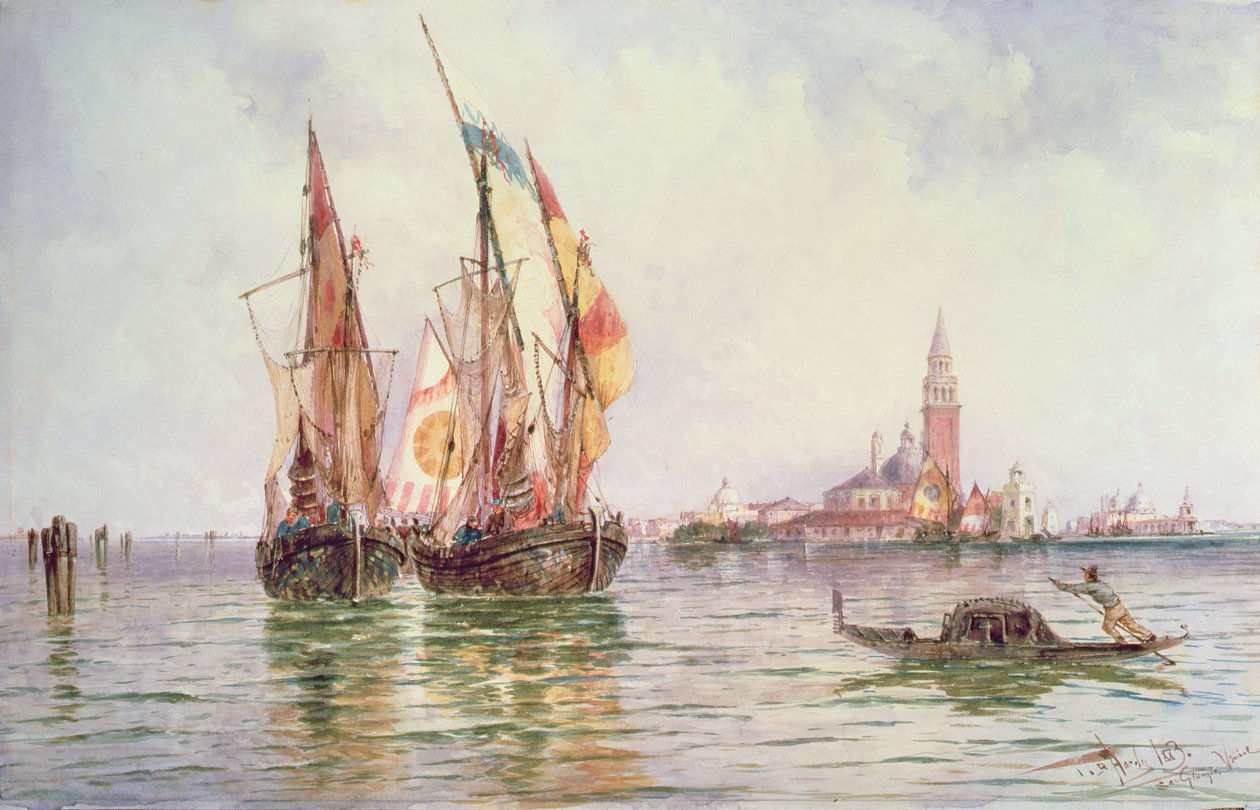 Fiskerbåde nær San Giorgio Maggiore, Venedig af Thomas Bush Hardy