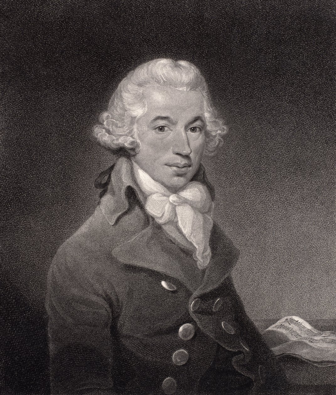 Portræt af Ignace Pleyel (1757-1831) graveret af William Nutter af Thomas Bush Hardy