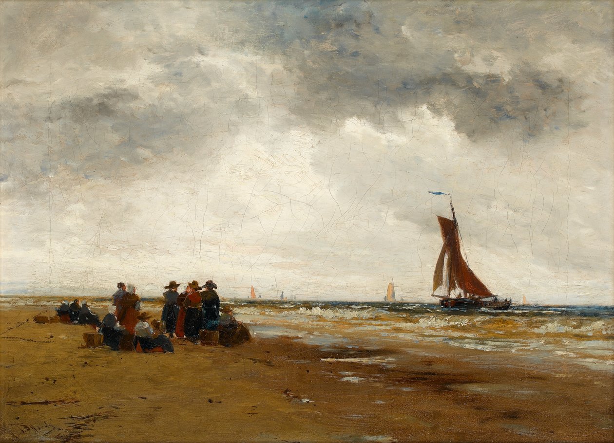Venter på, at fiskerbådene vender tilbage, Holland af Thomas Bush Hardy