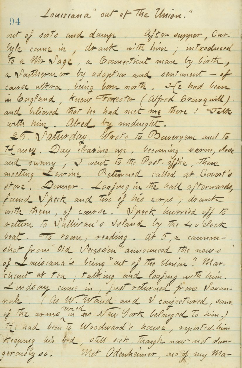 Thomas Butler Gunn Diaries- bind 15, side 104, 25. januar 1861 af Thomas Butler Gunn