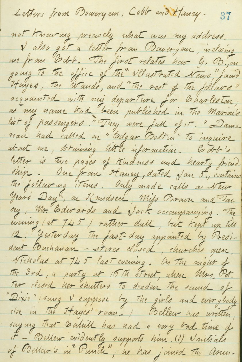 Thomas Butler Gunn Diaries- bind 15, side 44, 6. januar 1861 af Thomas Butler Gunn