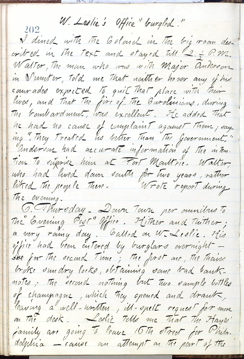 Thomas Butler Gunn Diaries- bind 16, side 224, 5. juni 1861 af Thomas Butler Gunn