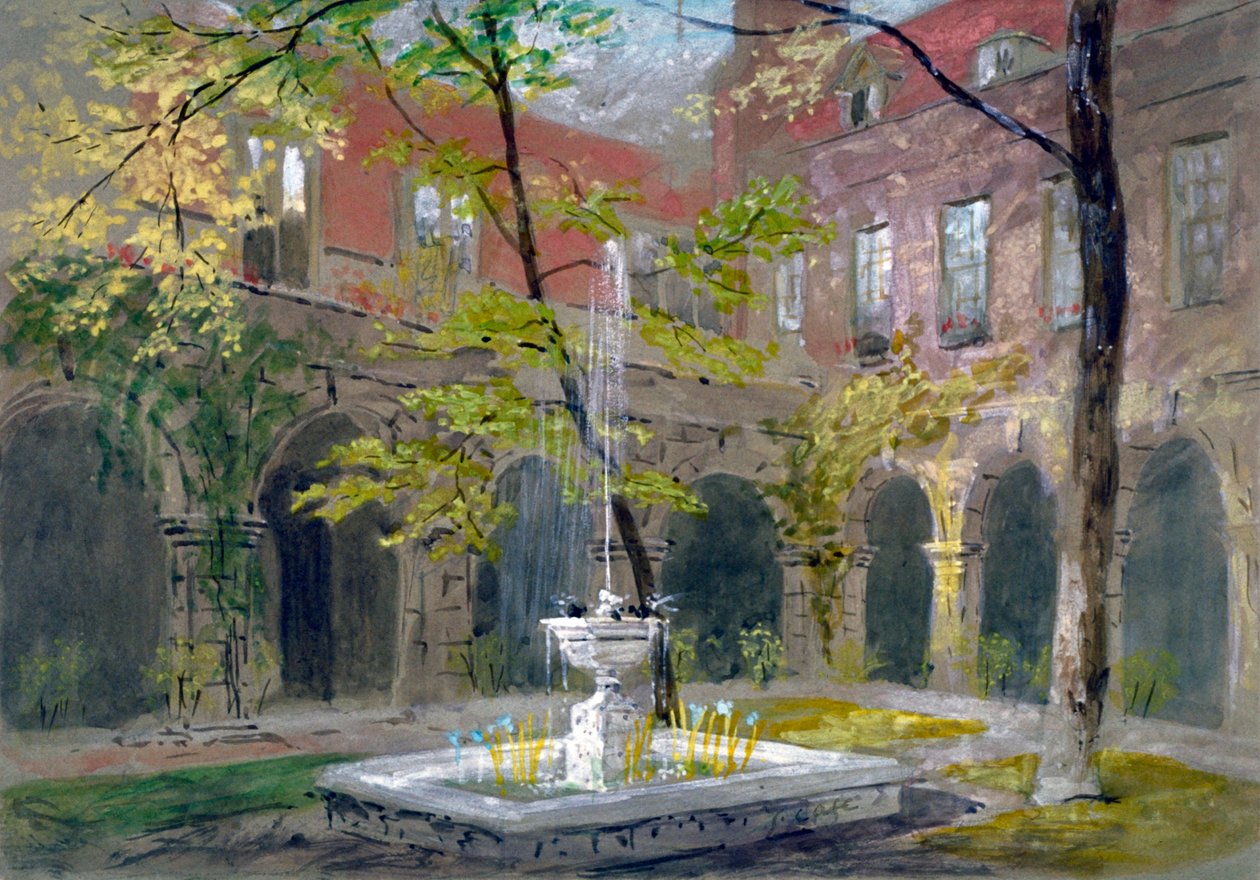 Udsigt over Little Cloister i Westminster Abbey, London, c1858. af Thomas Cafe