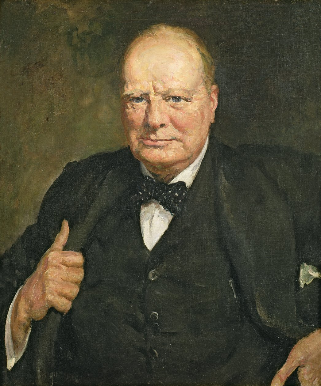 Portræt af Sir Winston Churchill (1874-1965) (olie på lærred) af Thomas Cantrell Dugdale