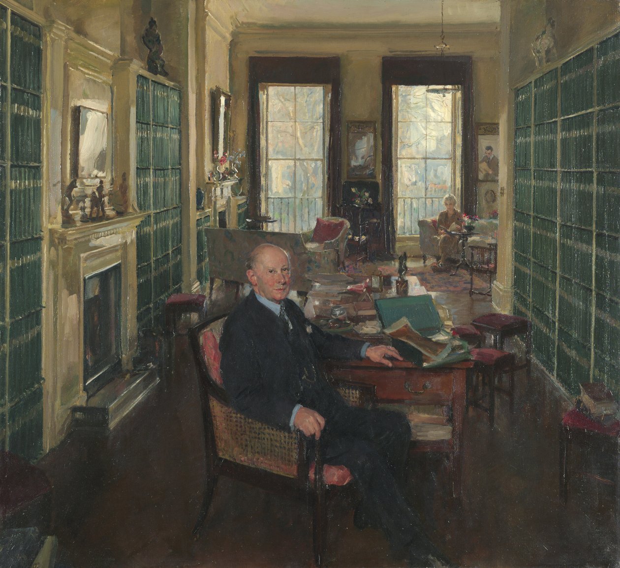 Sir Robert Witt i hans bibliotek på Portman Square 32 af Thomas Cantrell Dugdale