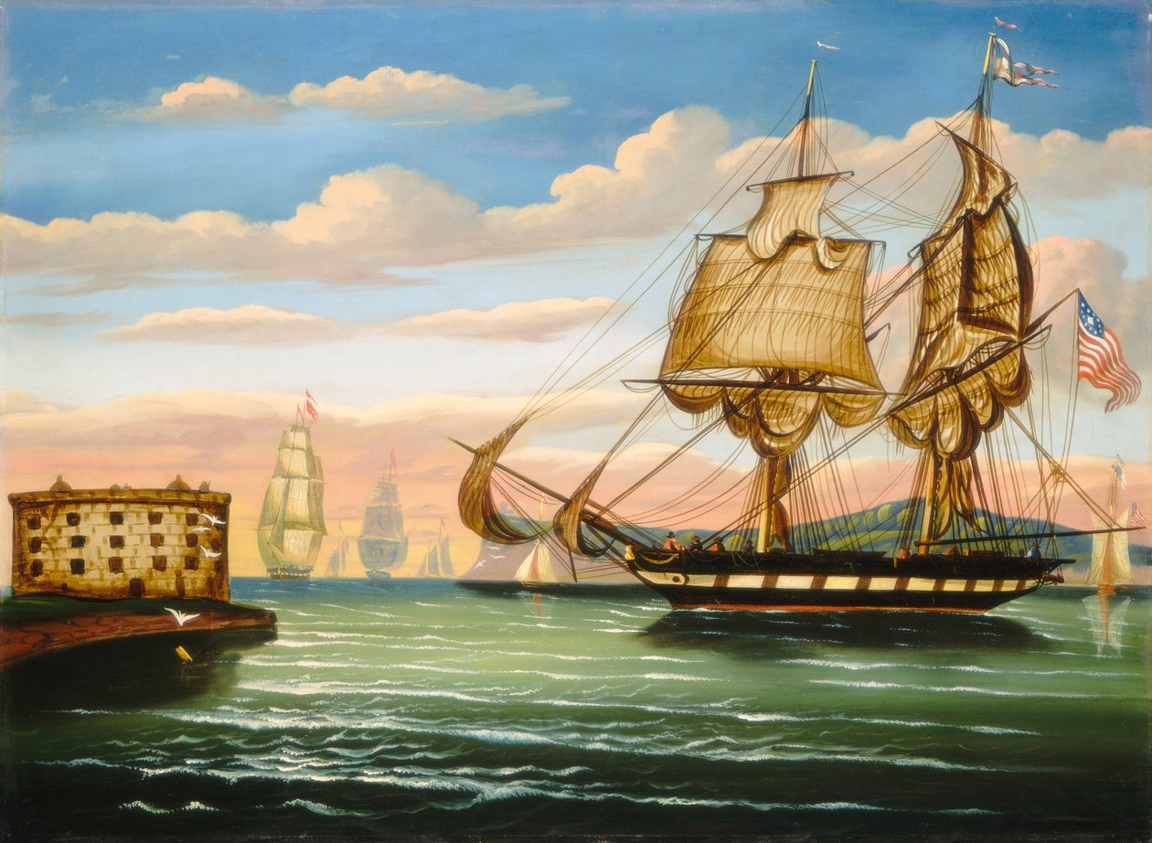 Bay of New York, solnedgang, midten af det 19. århundrede. af Thomas Chambers