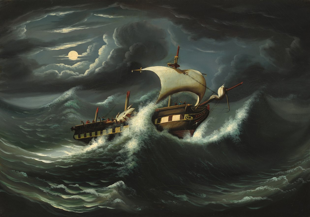 Storm-Tossed Fregate, midten af 1800-tallet. af Thomas Chambers