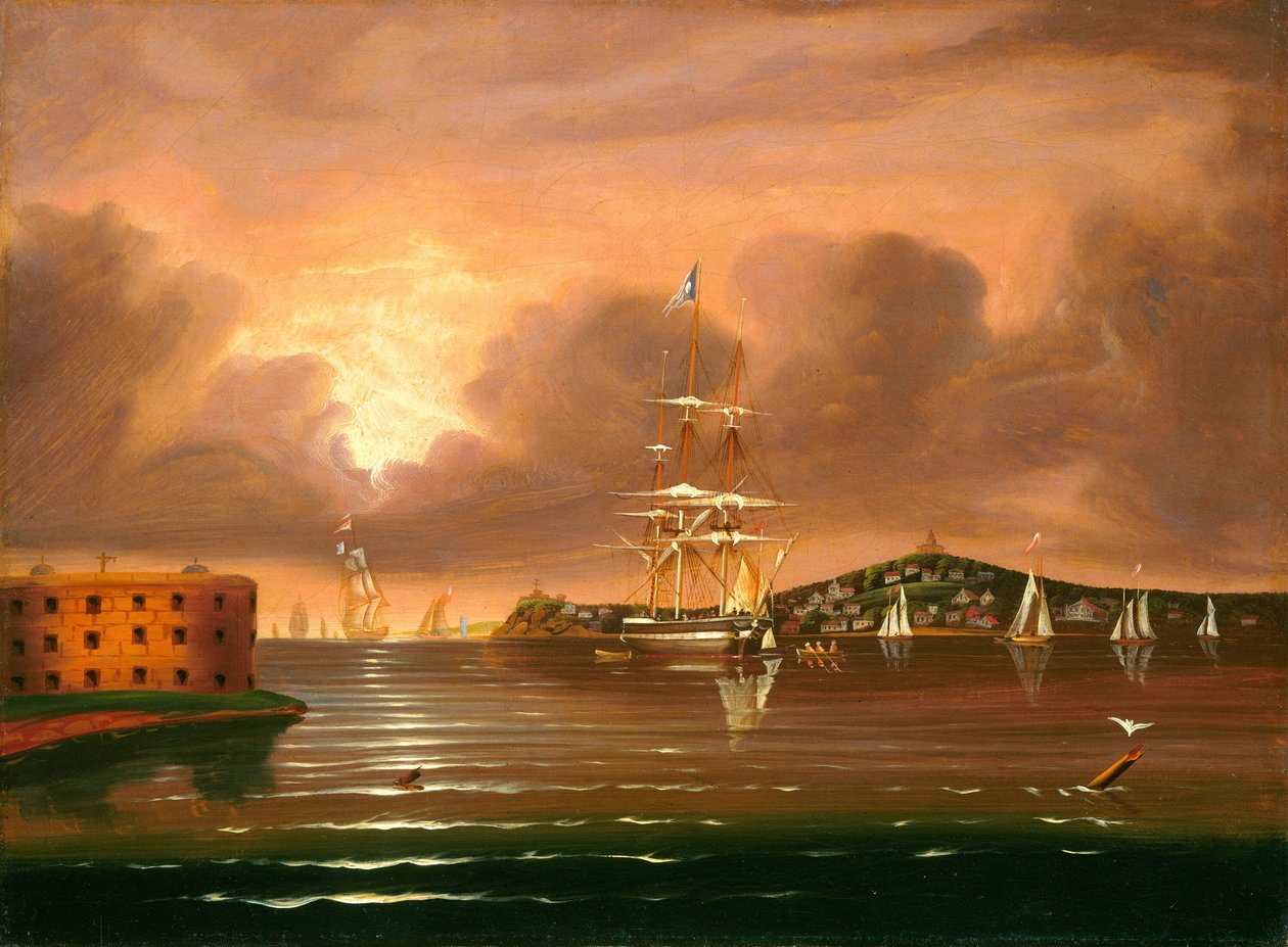 Threatening Sky, Bay of New York, midten af det 19. århundrede. af Thomas Chambers