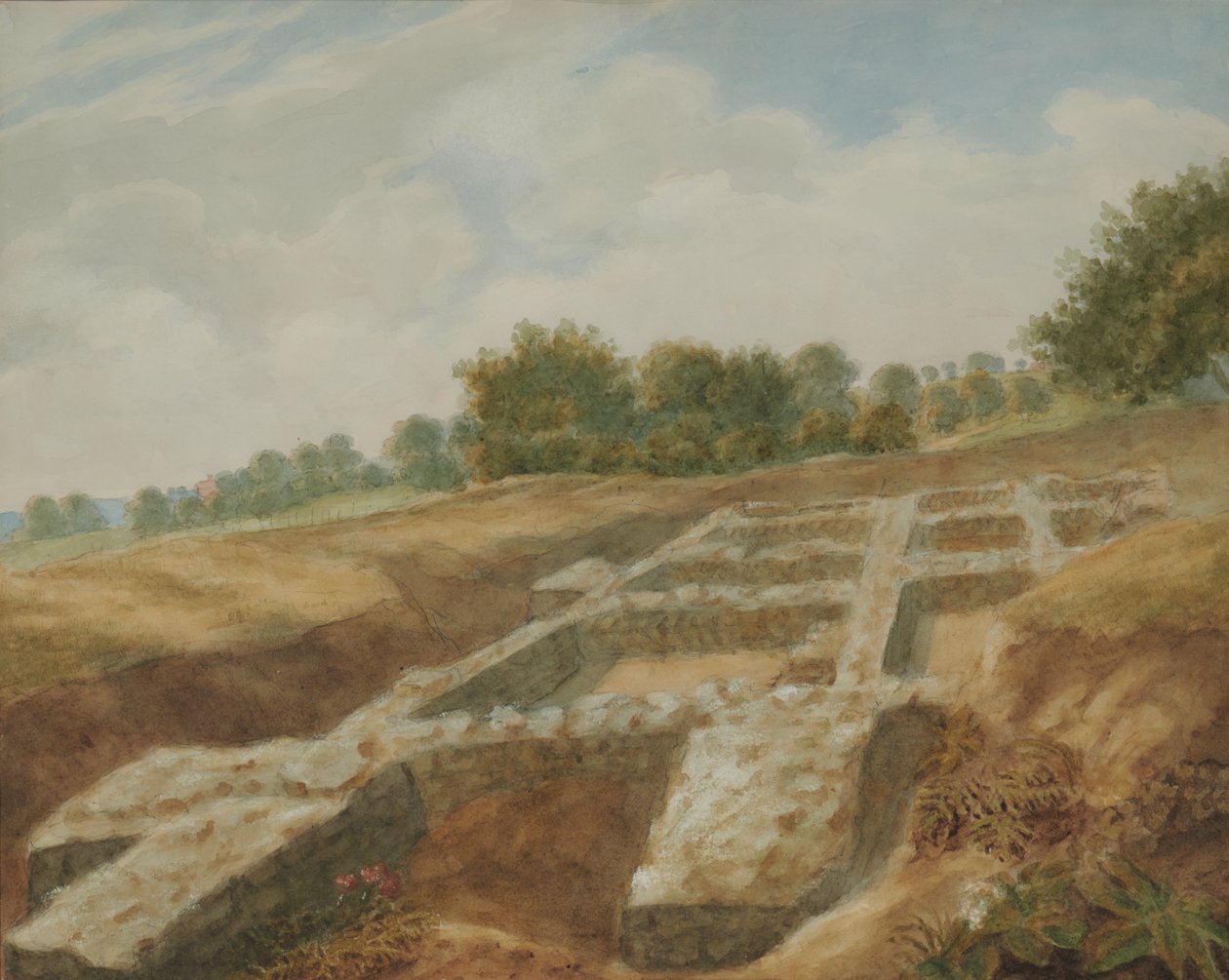 Udgravning, Bjerget, Roman Villa, Maidstone, Kent af Thomas Charles
