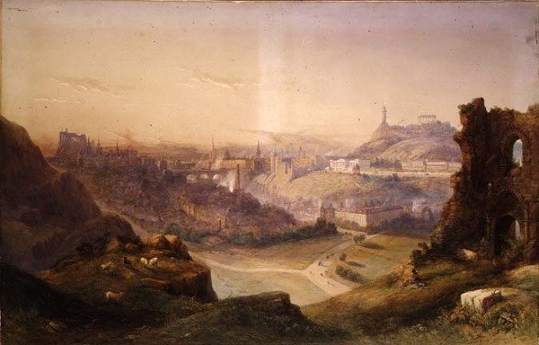 Edinburgh fra Salisbury Crags af Thomas Charles Leeson Rowbotham