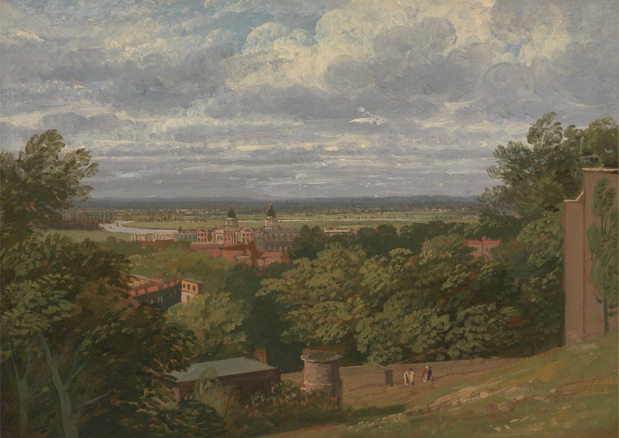 Greenwich Hospital fra observatoriet med en fjern udsigt over London af Thomas Christopher Hofland