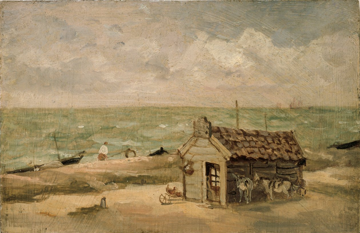 En fiskerhytte ved havet, begyndelsen af det 19. århundrede af Thomas Churchyard
