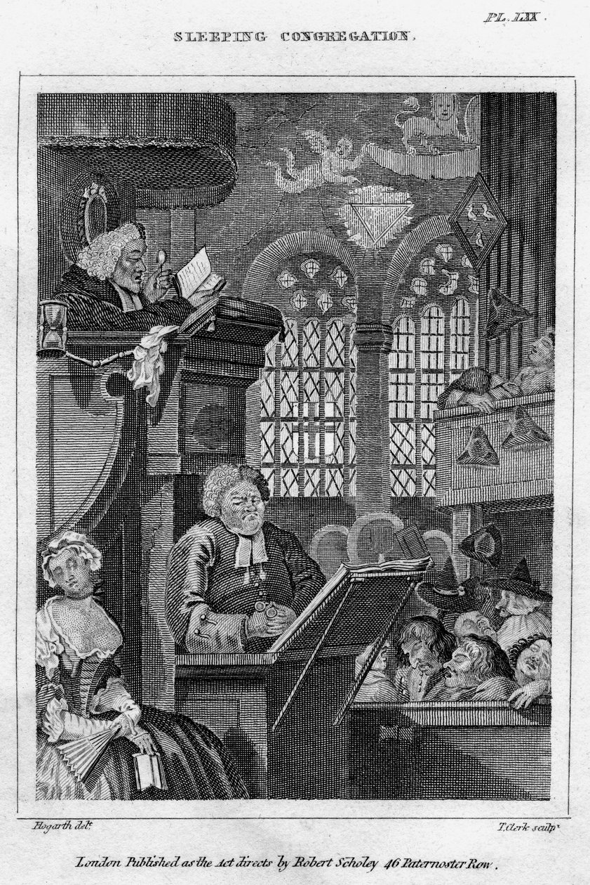 Sovende menighed, 1700-tallet. af Thomas Clerk