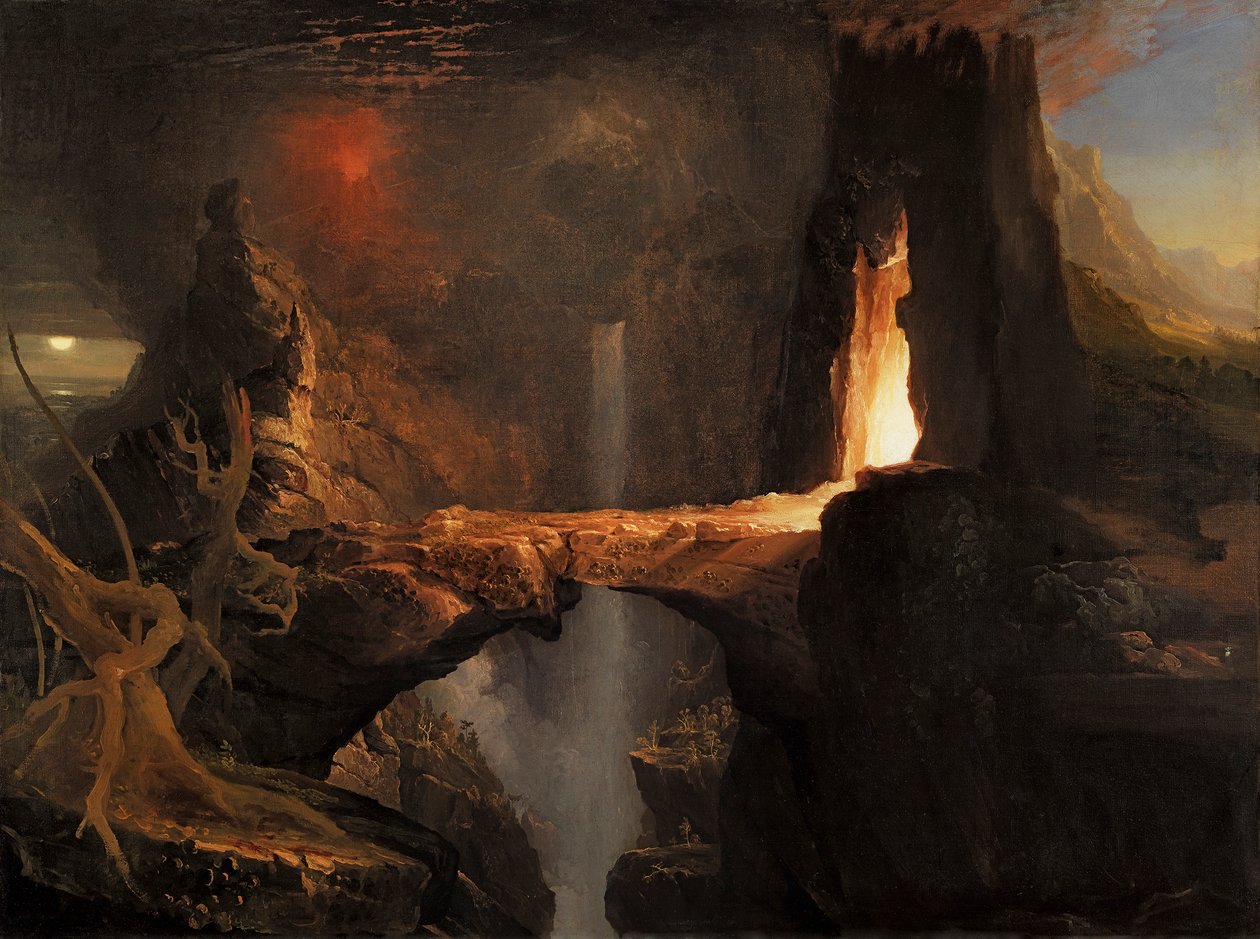 Udvisning. Måne og ildlys af Thomas Cole