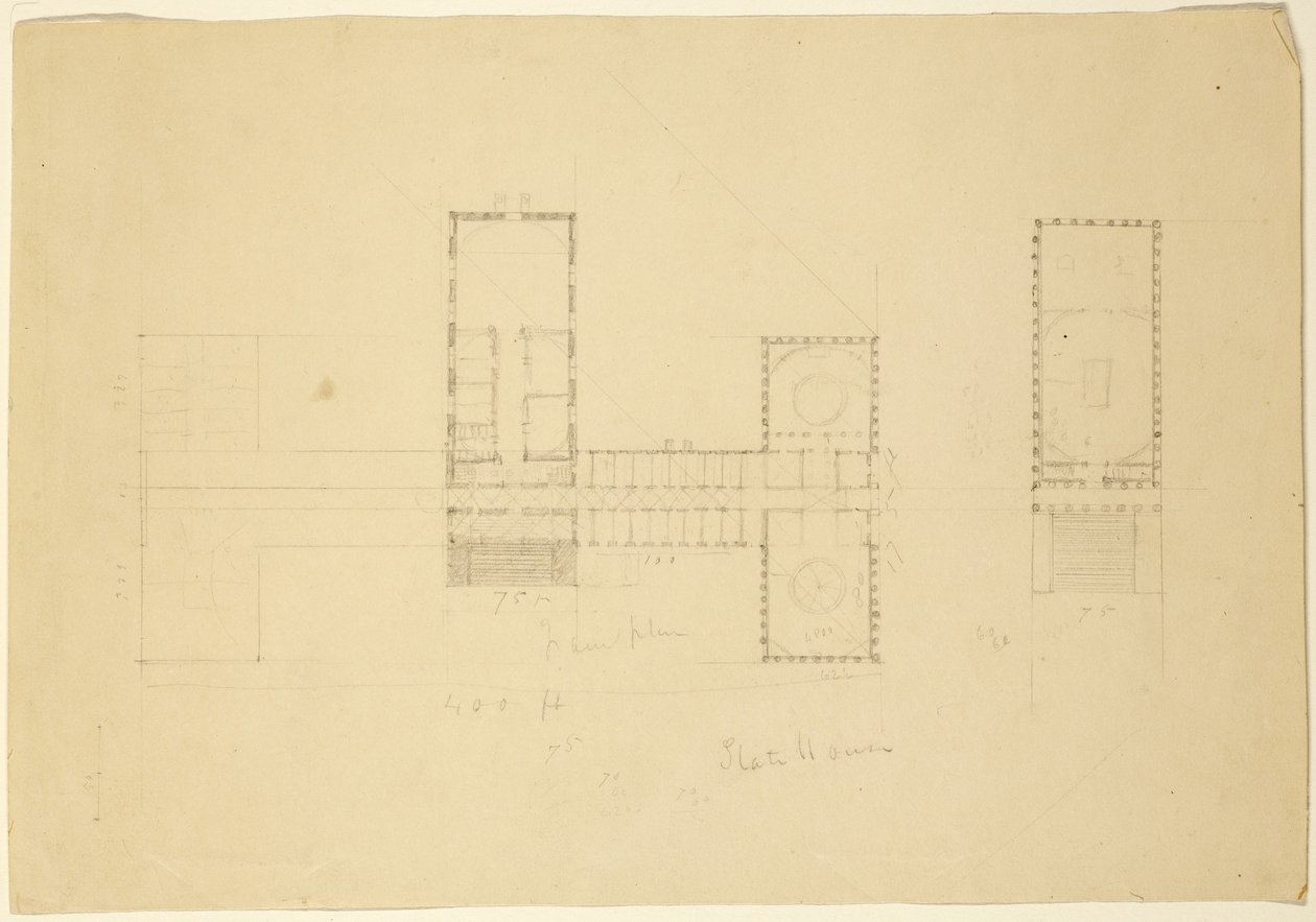 Den store plan over Ohio State House, ca. 1838 af Thomas Cole