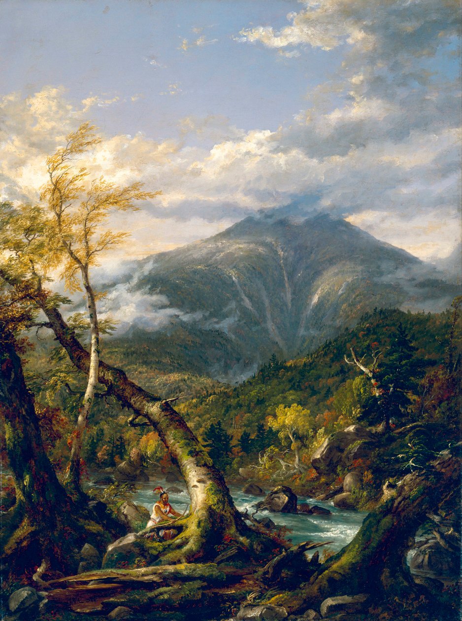 ""Indian Pass"" Torrent-landskab med amerikansk indianer - Maleri af Thomas Cole (1801-1848) - 1847 - Olie på lærred Dim 101x75 cm Museum of Fine Arts, Houston af Thomas Cole
