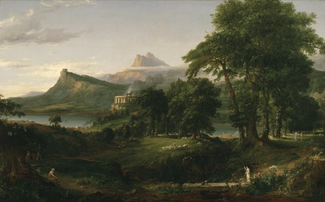 The Course of Empire: The Arcadian or Pastoral State, ca. 1836 (olie på lærred) af Thomas Cole